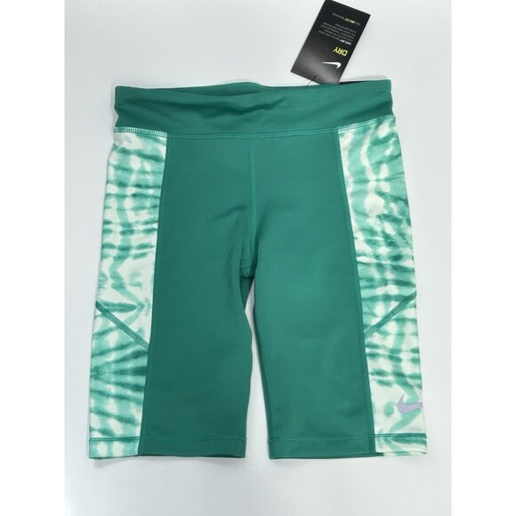 Nike Dri-Fit 9" Compression Biker Shorts Girls Medium LOT of 2 Purple/Green - Picture 3 of 8